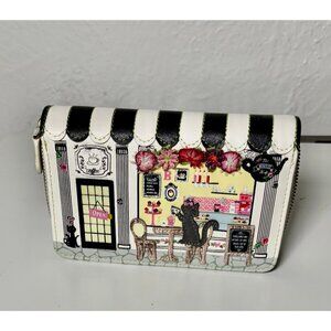 Vendula London The Biscuit Shop Zippered Wallet Cat Tea Coffee Vegan Leather